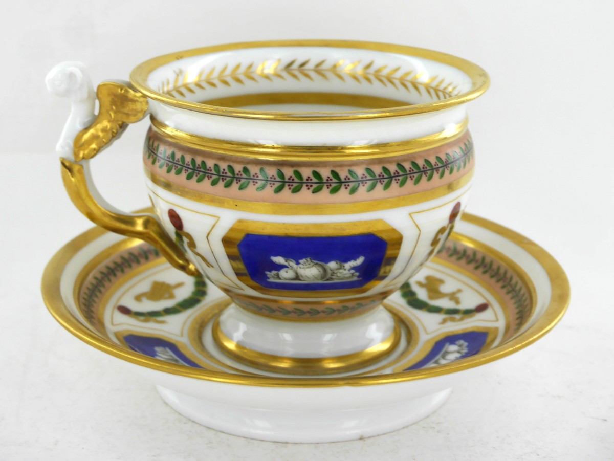 Paris Porcelain Chocolate Cup, Early 19th Century-photo-4