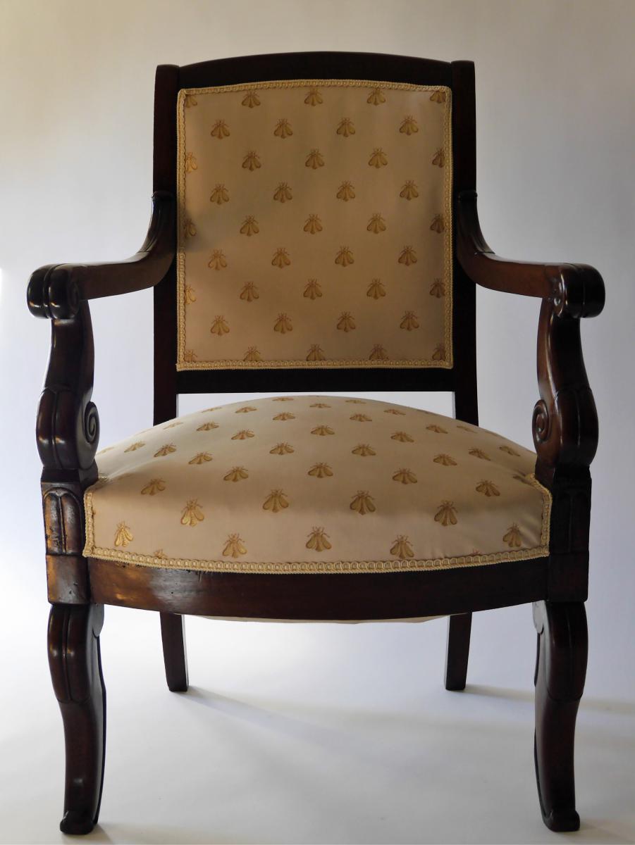 Fauteuil En Acajou d'époque Louis-philippe, XIXe-photo-2