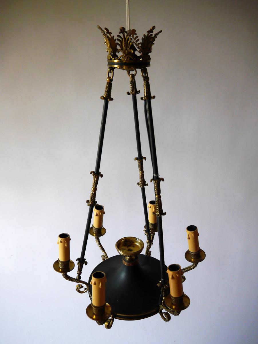 Chandelier Of The Empire Style, 19th Century-photo-1