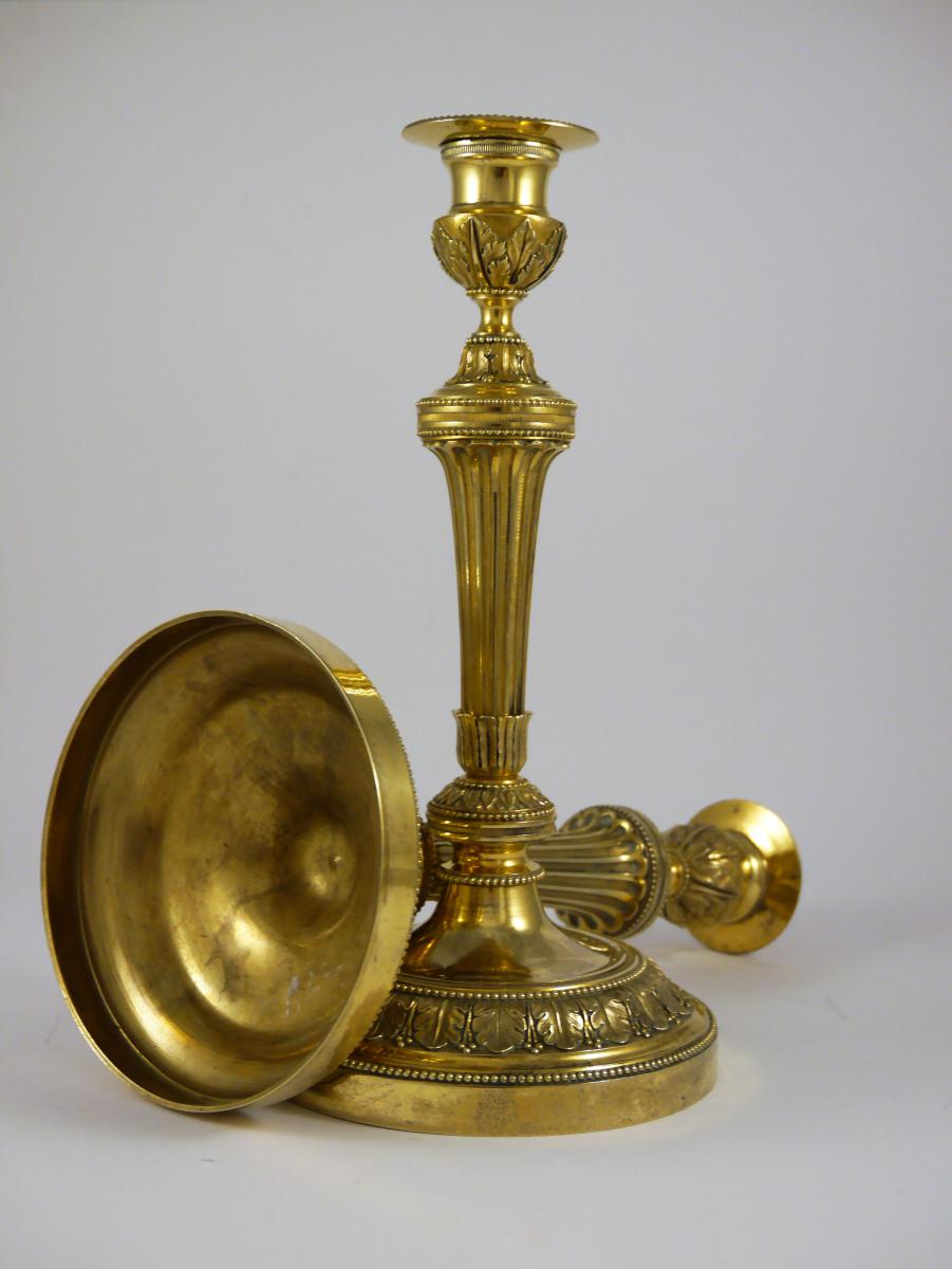 Pair Of Candlesticks, Louis XVI Style And Period, By Claude Galle, 18th Century-photo-2