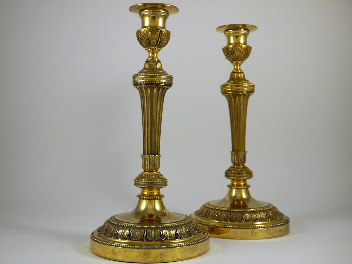 Pair Of Candlesticks, Louis XVI Style And Period, By Claude Galle, 18th Century-photo-4