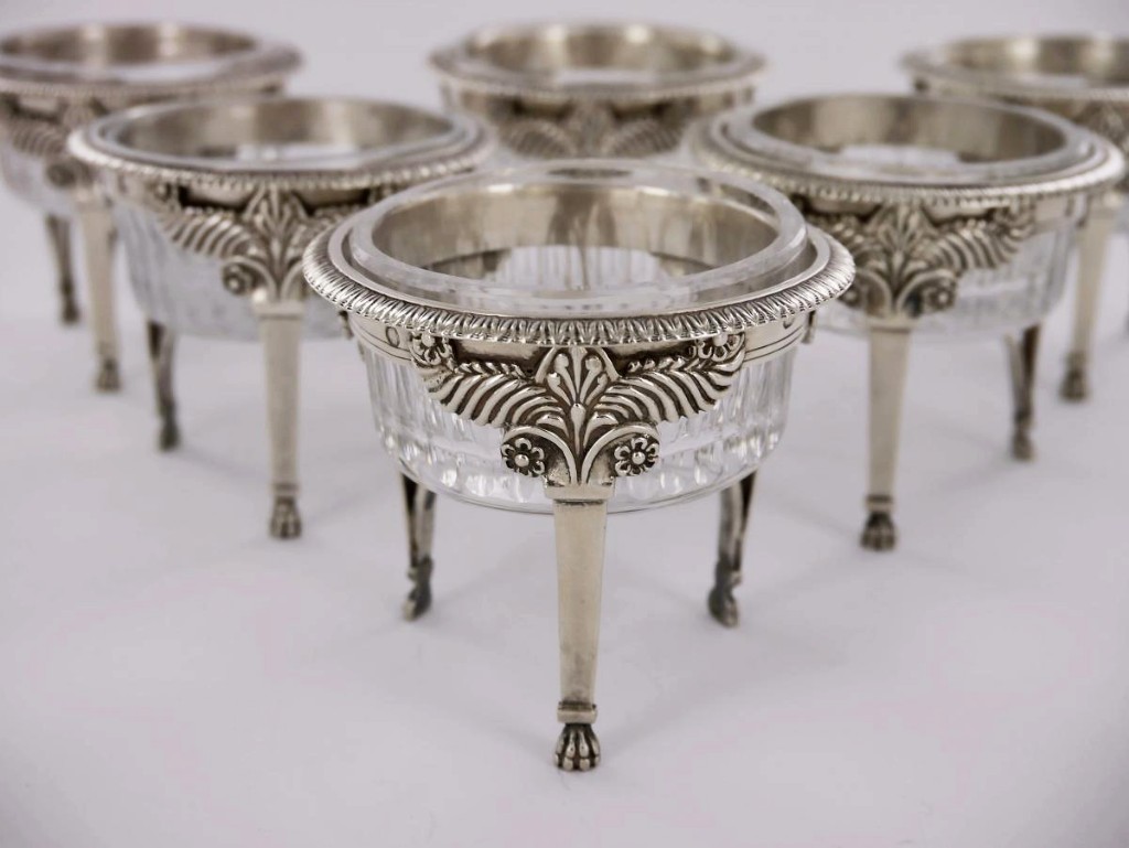 Suite 6 Empire Silver Salt Cellars, Paris, 19th Century-photo-2