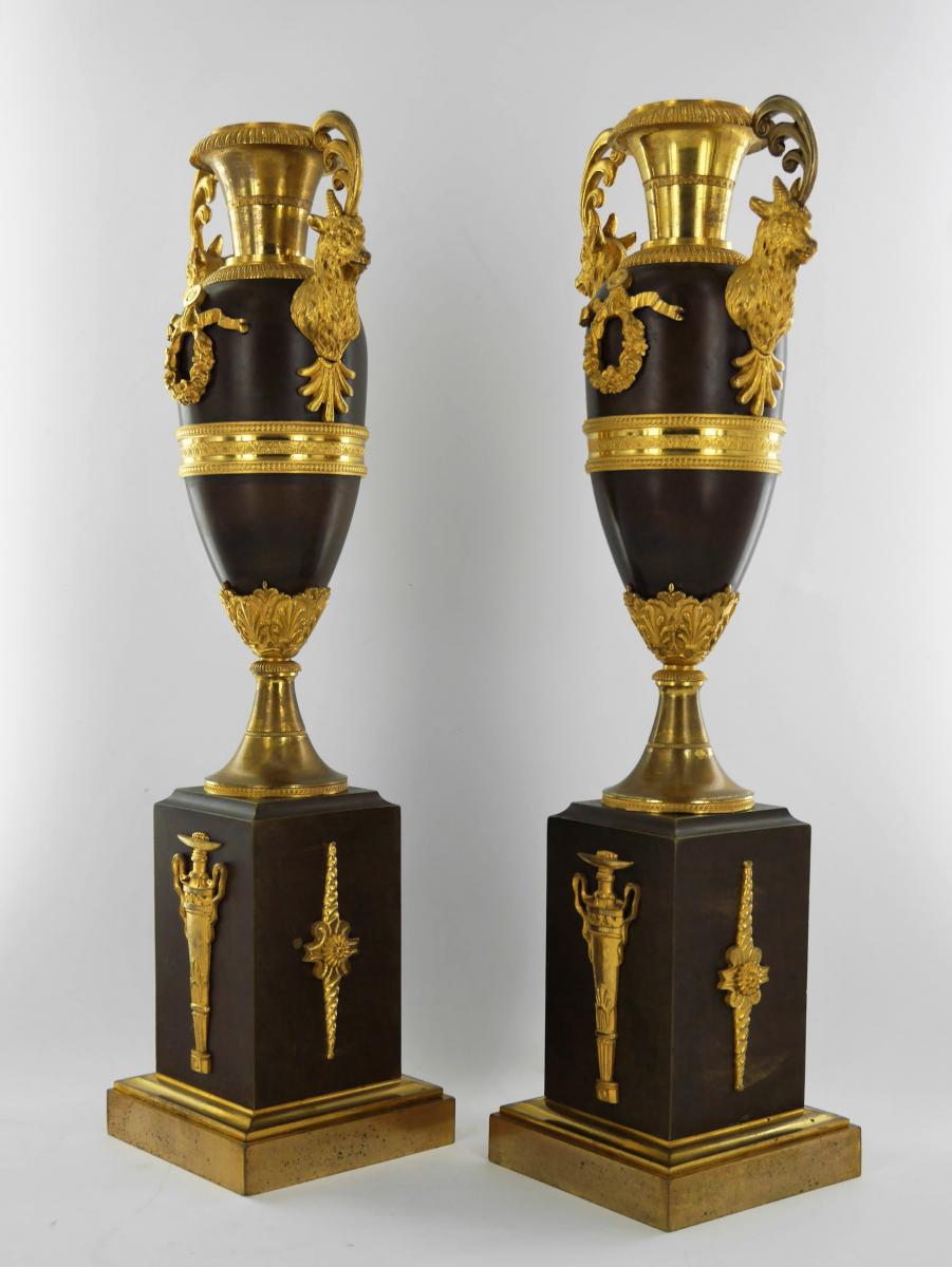 Paire De Cassolettes Louis XVI - Directoire, XVIIIe Siècle-photo-1