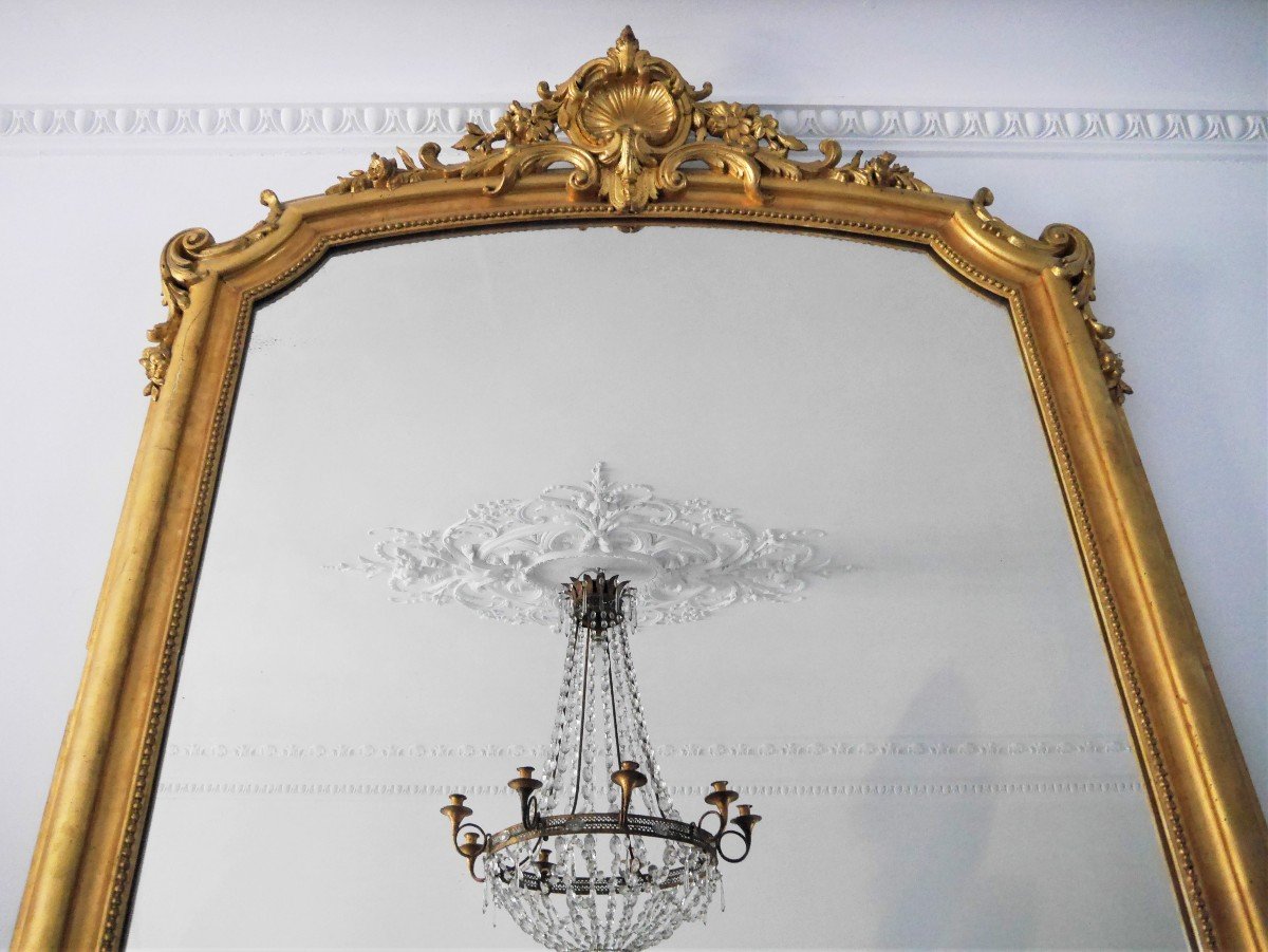 Large Rocaille Style Mirror, 18th Century-photo-6