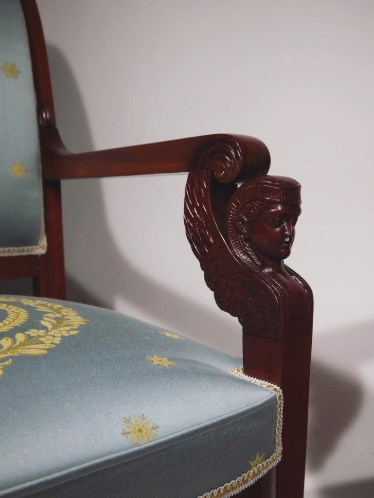 Pair Of Mahogany Armchairs, Empire Period, Beginning Of The 19th Century-photo-3