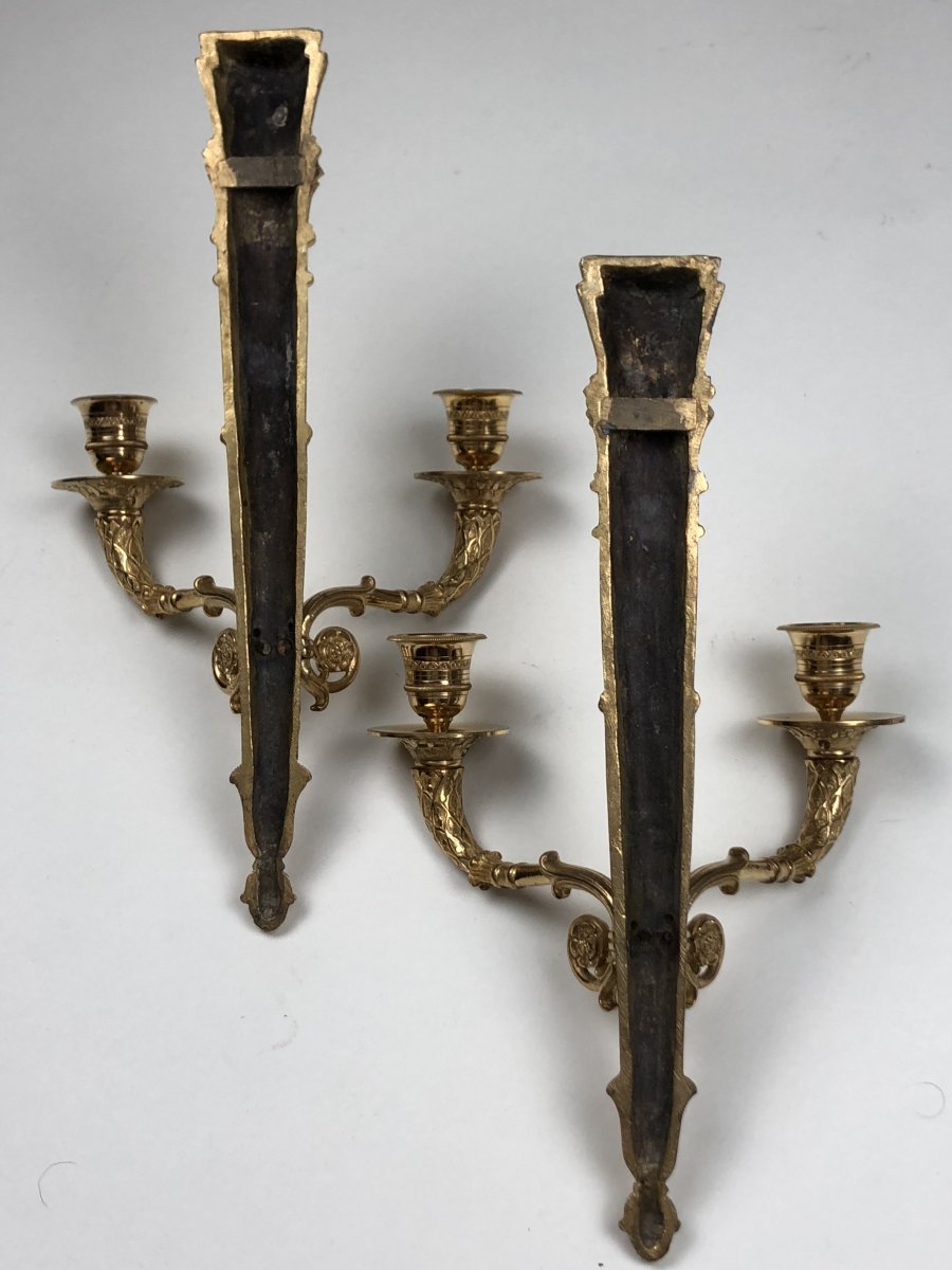 Pair Of Empire Sconces, 19th Century-photo-3