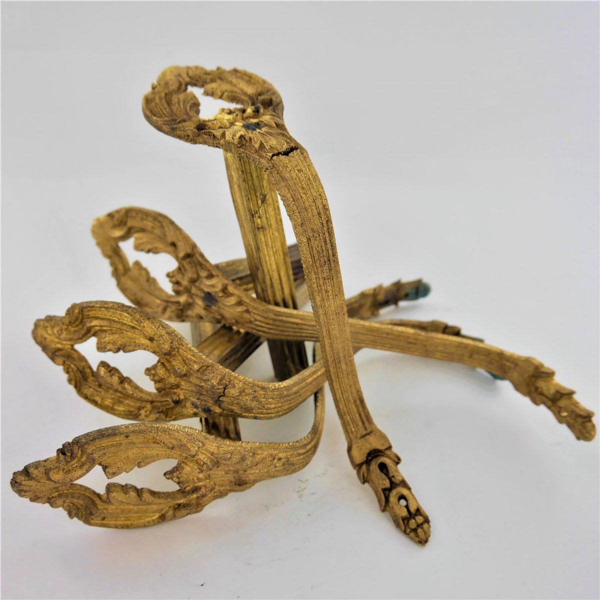 Suite Of 4 Louis XIV Style Hooks For Tiebacks, Late 19th Century-photo-2