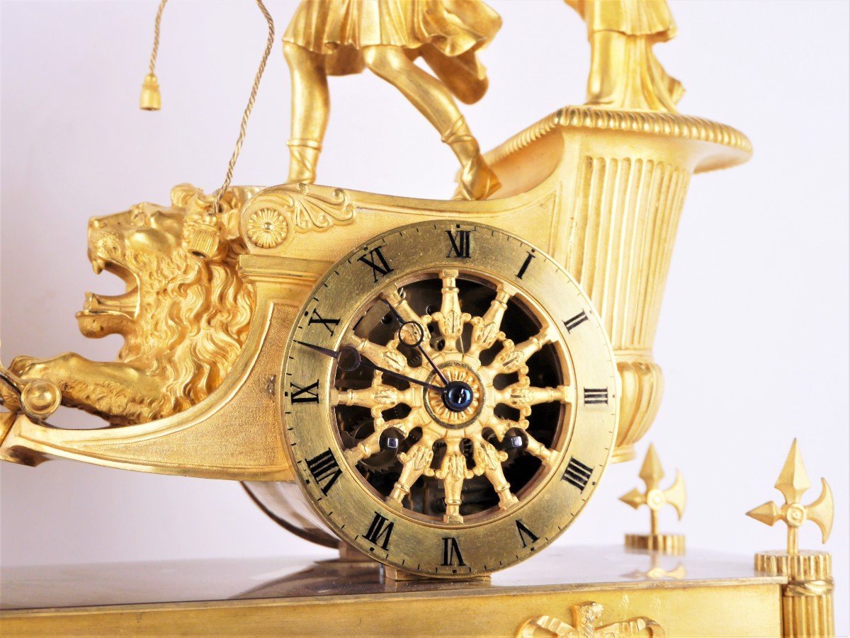 Clock "the Chariot Of Telemachus", Empire Period, Early 19th Century-photo-3