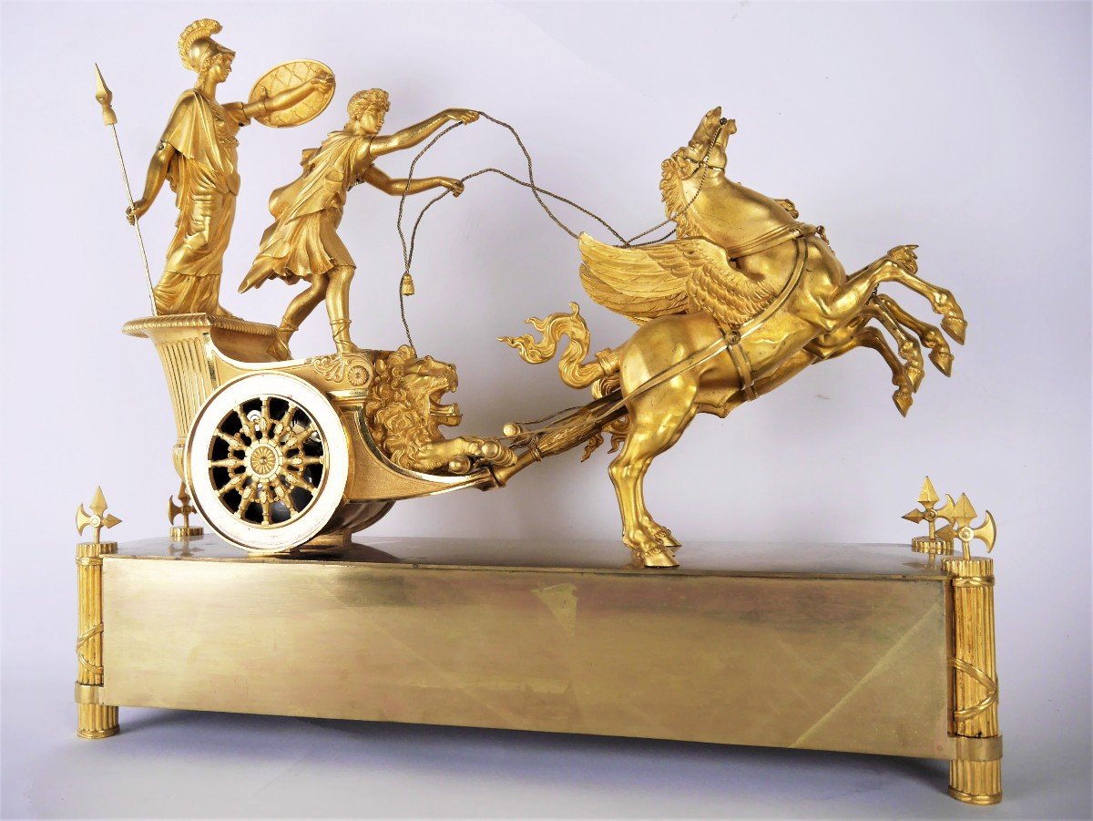 Clock "the Chariot Of Telemachus", Empire Period, Early 19th Century-photo-3