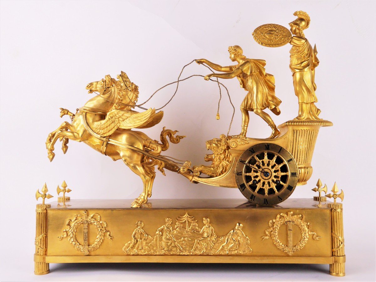 Clock "the Chariot Of Telemachus", Empire Period, Early 19th Century