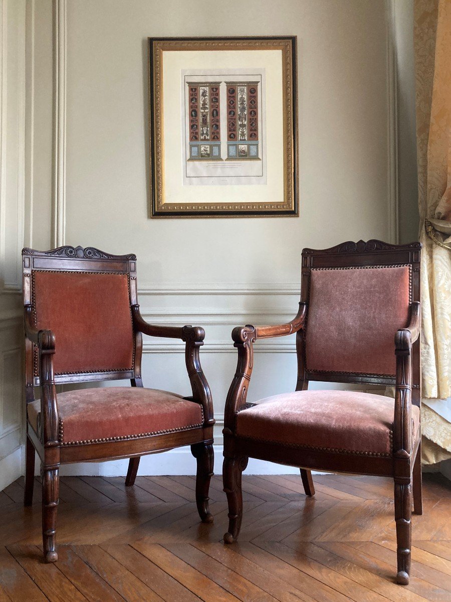 Pair Of Armchairs By Jeanselme, 19th Century