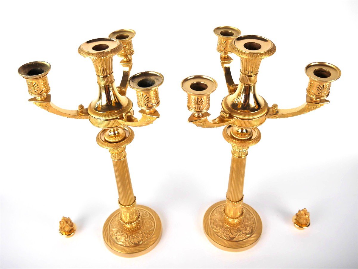 Pair Of Gilt Bronze Candelabra-photo-2