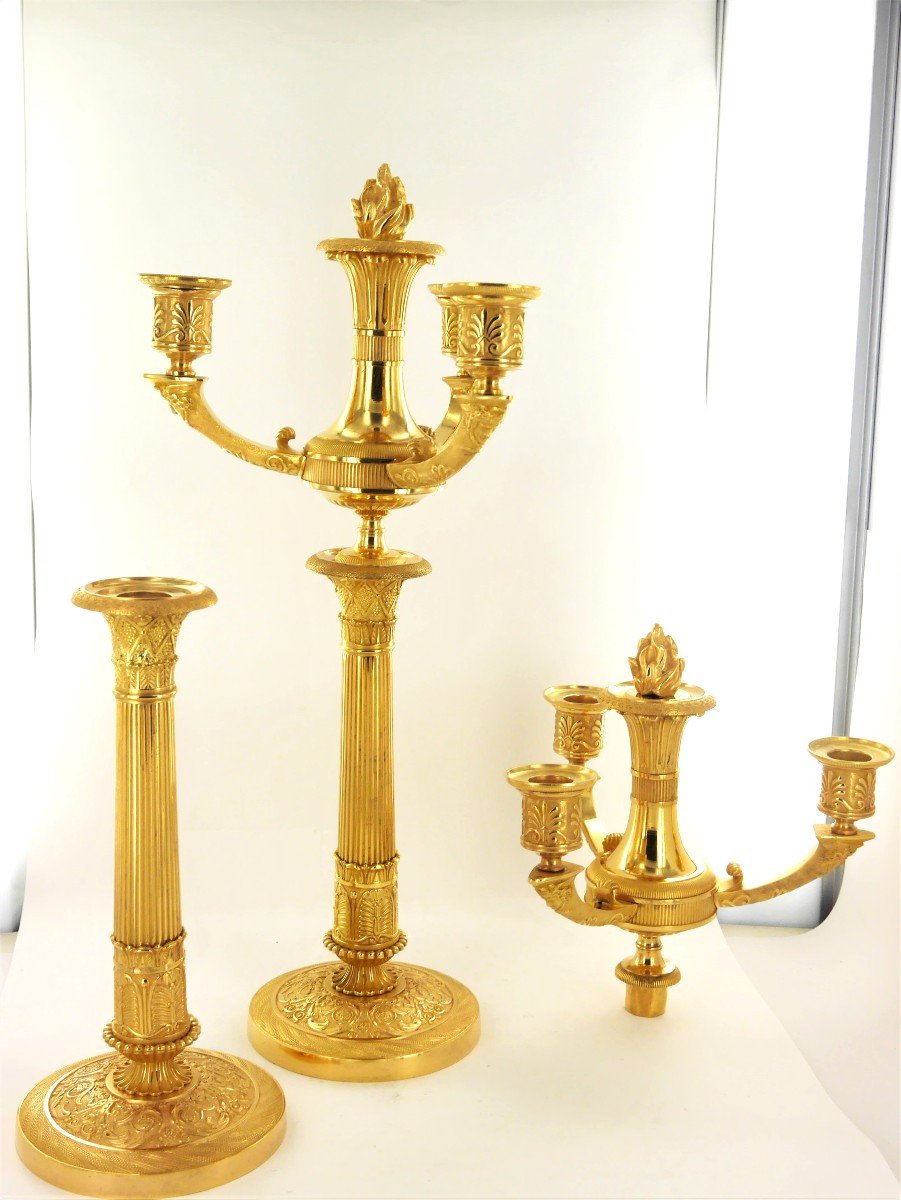 Pair Of Gilt Bronze Candelabra-photo-3