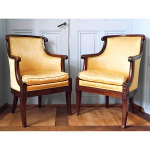 Pair Of Bergeres Stamped Louis, Early 19th Century