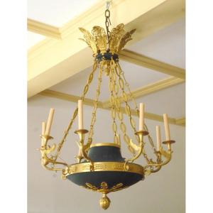 A Bronze Chandelier In The Empire Style, 19th Century