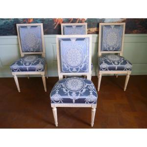 Suite De 4 Chaises d'époque Louis XVI, XVIIIe Siècle