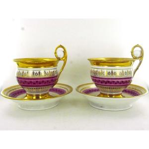 A Pair Of Hot Chocolate Cups In Paris Porcelain, 19th Century