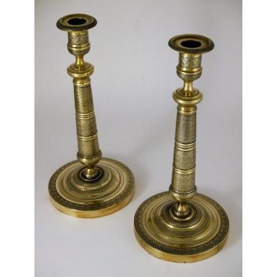 Pair Of Big Candlesticks, Empire Period, Early 19th Century
