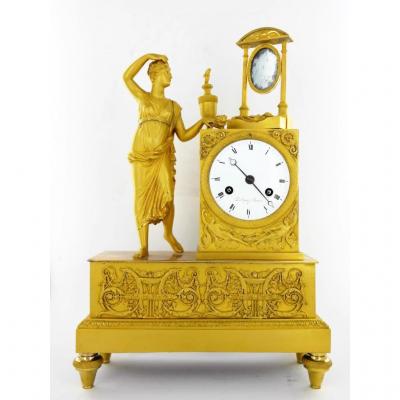 Gilt Bronze Clock Empire Period