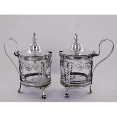 Pair Of Empire Mustard Pots, Early 19th Century