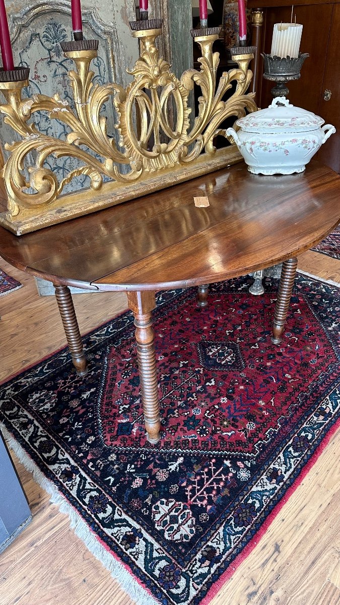 Oval Table With Slats, In Late 19th Century Walnut.-photo-3