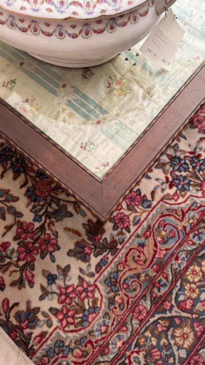 Coffee Table In Mahogany With Maple Inlays, Early 20th Century Victorian Style. -photo-2