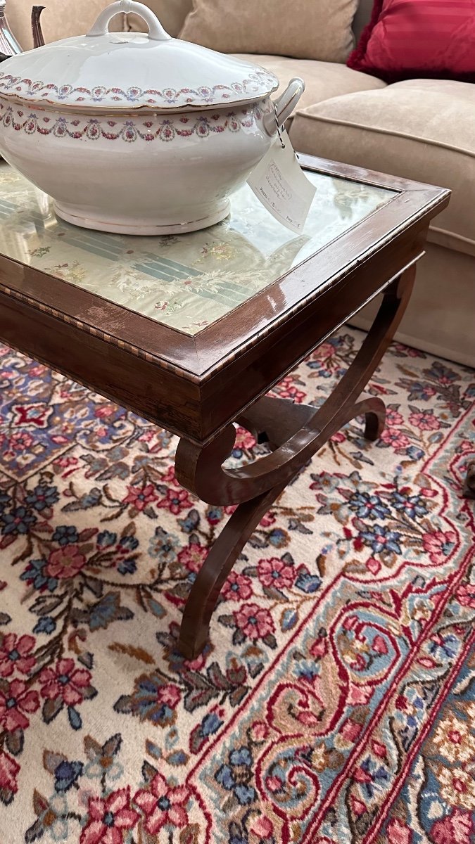 Coffee Table In Mahogany With Maple Inlays, Early 20th Century Victorian Style. -photo-3