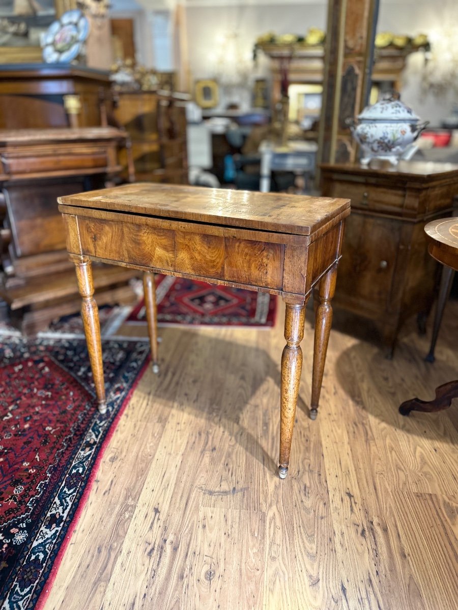 Table à Jeux à Double Plateau En Bois Plaqué Noyer. Période Du Milieu Du XIXe Siècle-photo-4