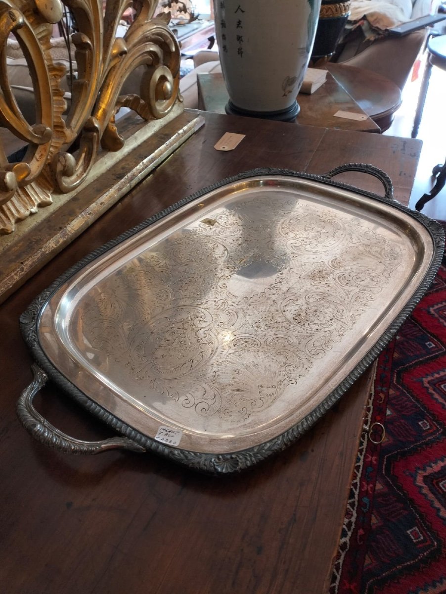 English Silver Tray From The Late 19th Century-photo-3