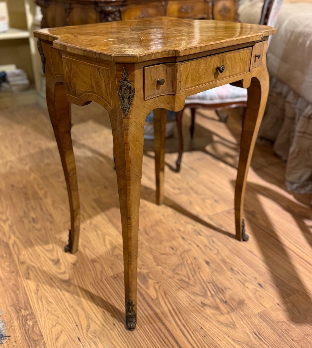 Walnut Veneered 3-drawer Coffee Table With Maple And Mahogany Inlays. 