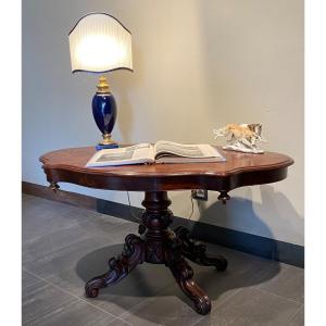 Antique Louis Philippe Biscuit Table In Mahogany Wood.