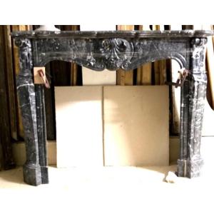 Dark French Marble Fireplace From The Early 19th Century