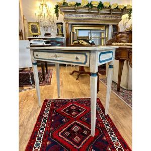 Louis XVI Table, In Lacquer With Floral Decorations.