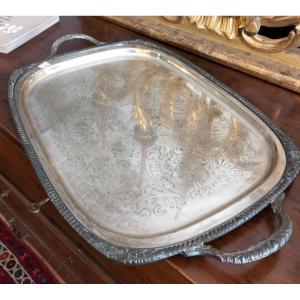 English Silver Tray From The Late 19th Century