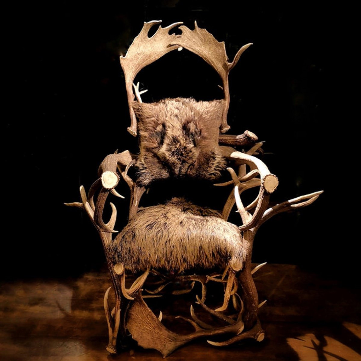 Fauteuil En Bois De Cerfs Et d'élans-photo-2