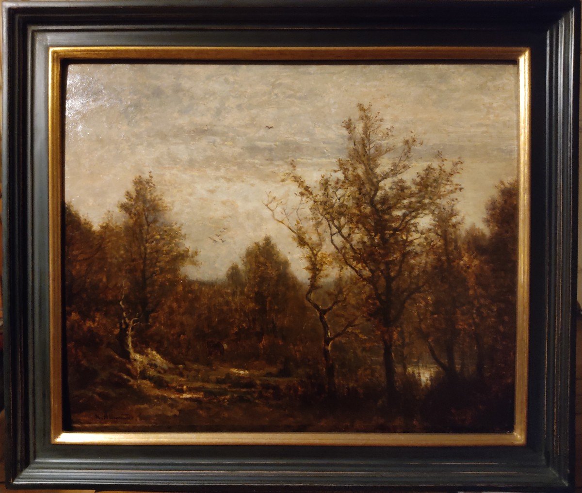 Louis-Hector ALLEMAND (1809-1886). Paysage d’automne (exposé au Salon de Lyon de 1864)