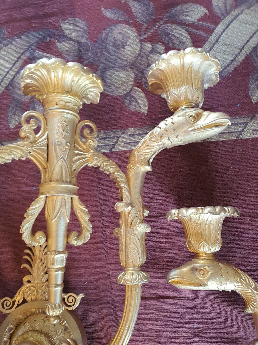 19th Empire Style Wall Sconce Pairs-photo-1
