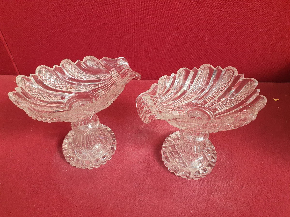 Pairs Crystal Scallop Shell Cups 1810 19th-photo-2