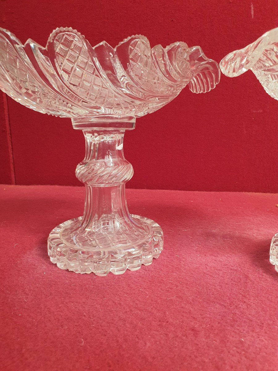 Pairs Crystal Scallop Shell Cups 1810 19th-photo-2