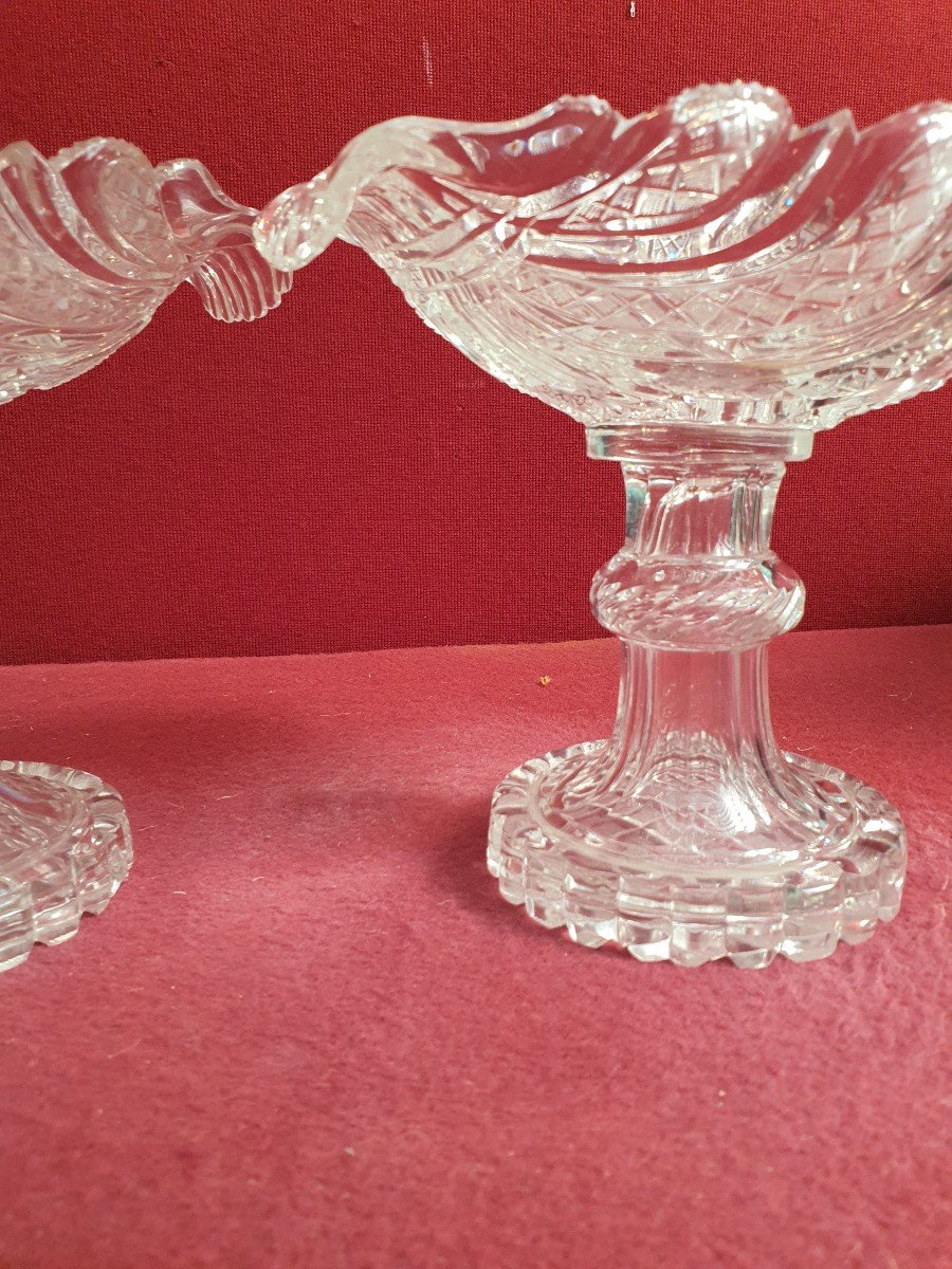 Pairs Crystal Scallop Shell Cups 1810 19th-photo-3