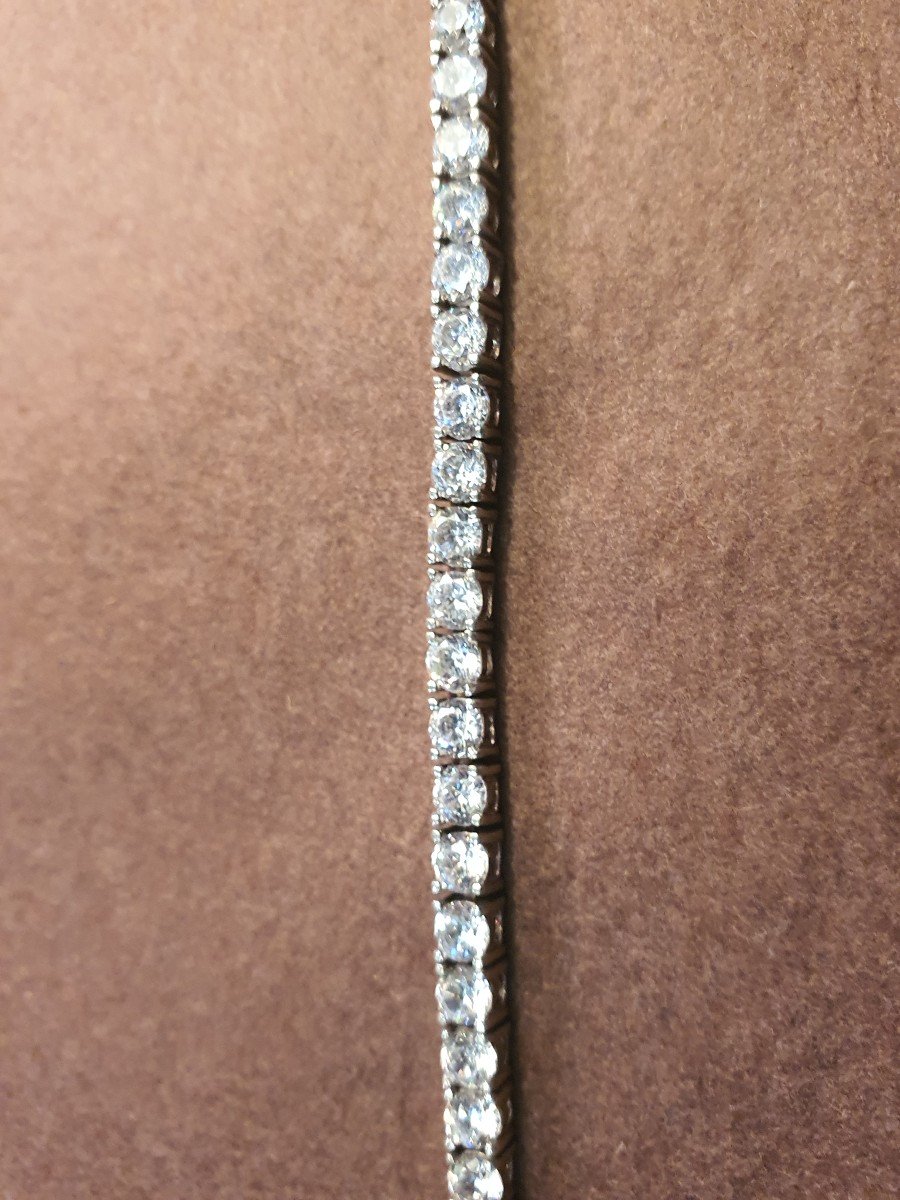 Round Diamond/zircon Cut Silver Bracelet-photo-3