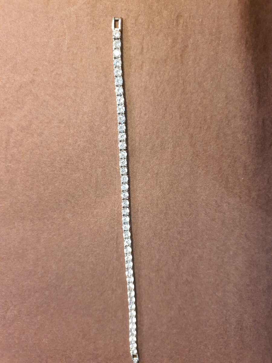 Round Diamond/zircon Cut Silver Bracelet