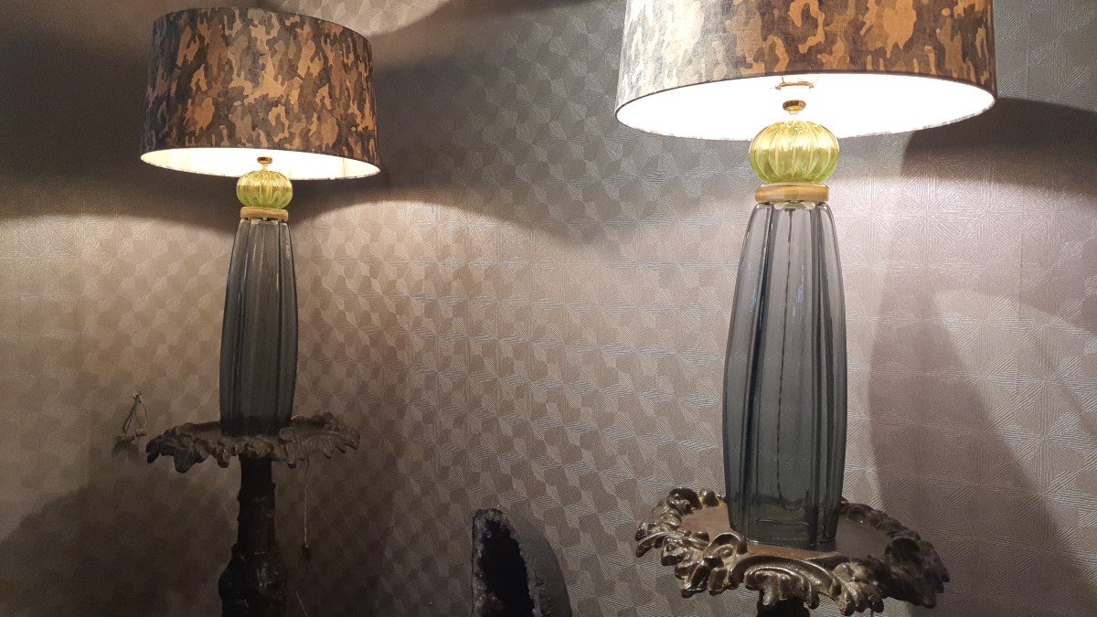 Pair Of Olive Green Lamps -photo-3