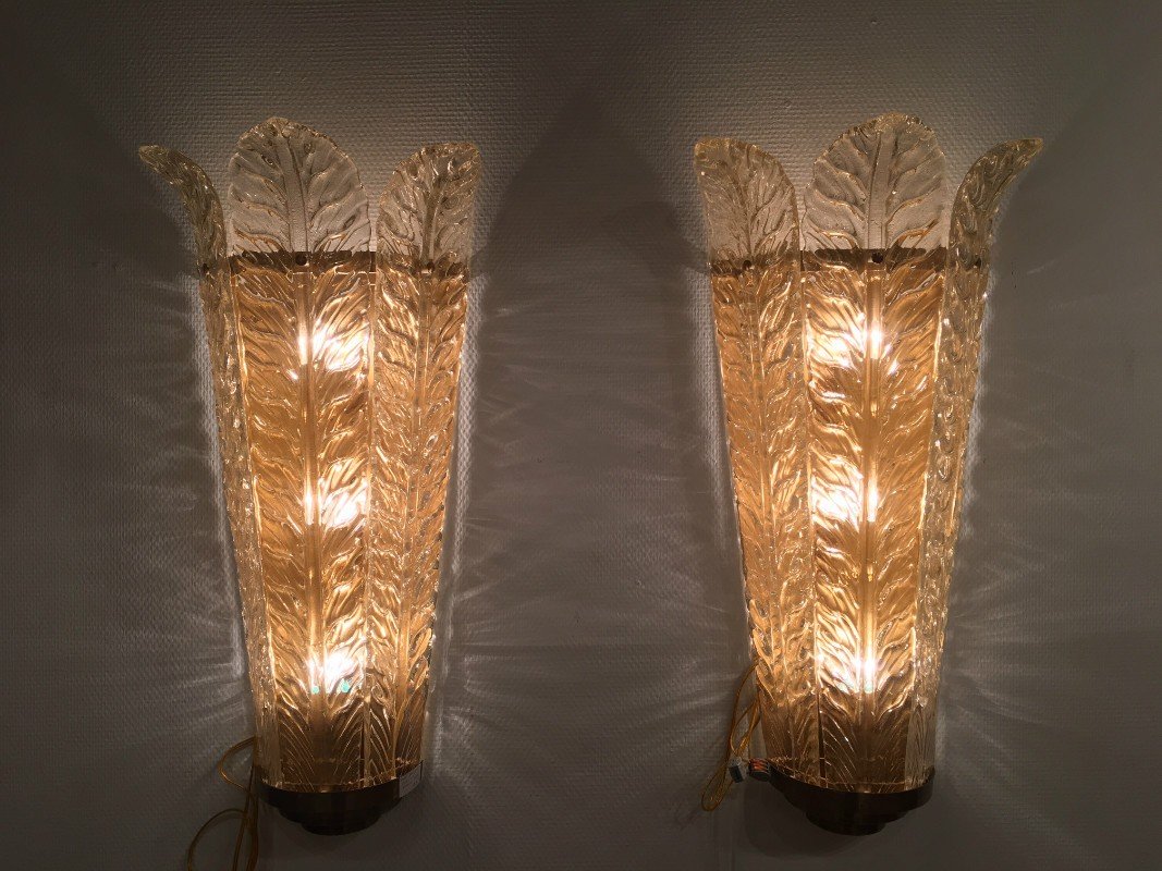 Pair Of Murano Glass Wall Lights-photo-2