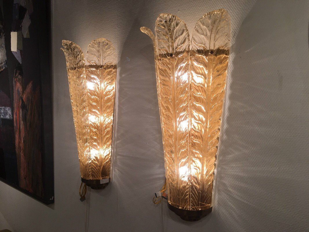 Pair Of Murano Glass Wall Lights-photo-3