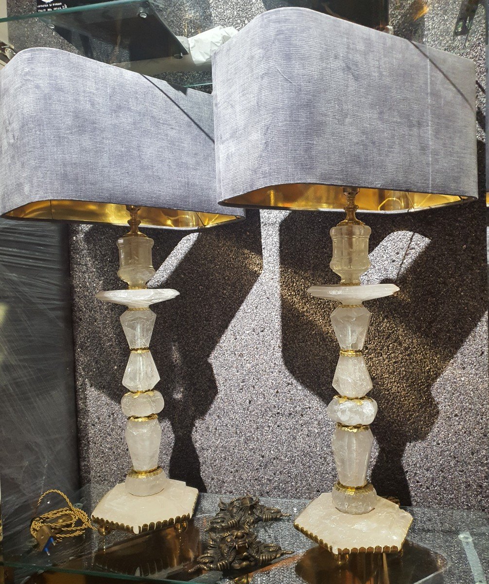 Pair Of Crystal Lamps 