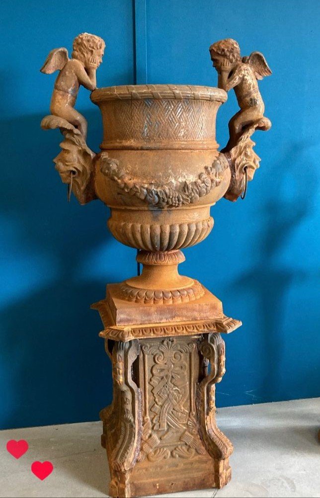 Pair Of Monumental Bronze Vases