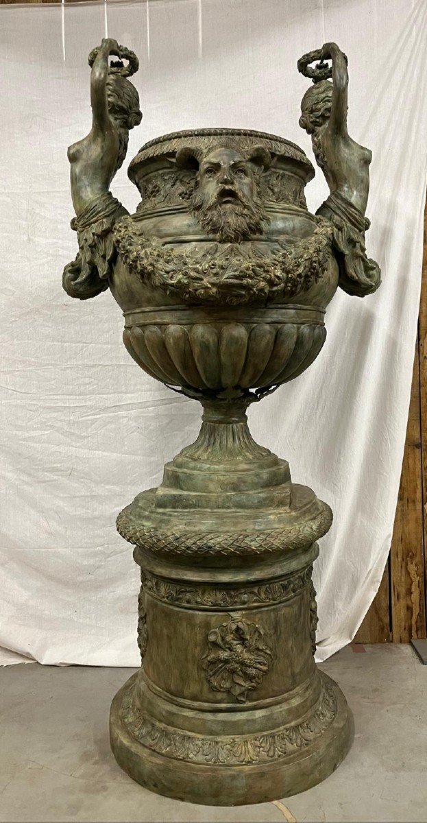 Monumental Pairs Of Bronze Carriatide Vases Rome Italy-photo-1