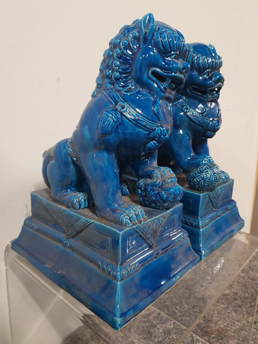 Paires De Fo Bleue En Porcelaines De Chine -photo-2