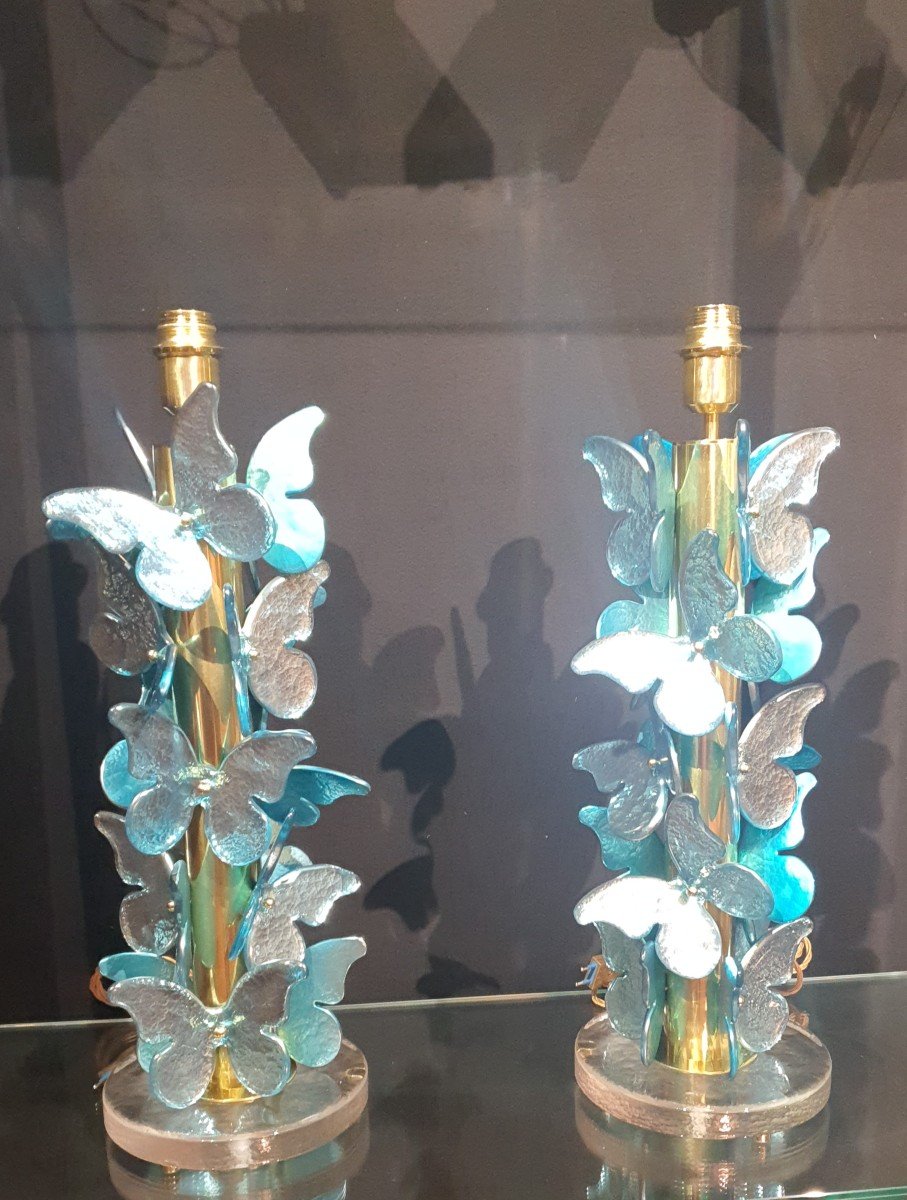 Pair Of Murano Lamps Signed Italy